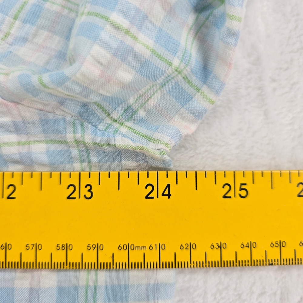 The Tog Shop Pajama Set Womens Petites 2PC Plaid Blue Ruffle Lace Cotton Blend - Picture 5 of 12